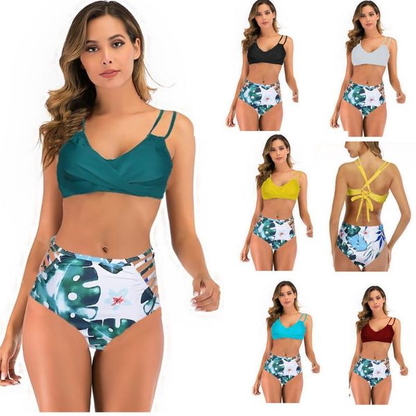 

fashion bikini split print swimsuit women 2 pieces bathing suit thong push up 2021 women's swimwear, White;black