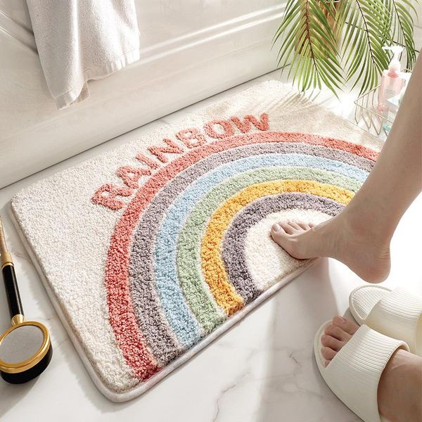 

bath mats strong water absorption mat for bathroom non-slip carpet floor rugs with rainbow toilet footcloth