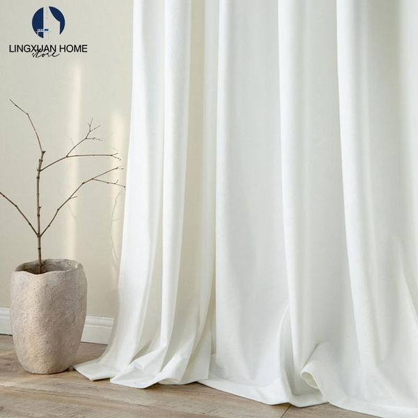 Cortina cortinas de luxo branco veludo blackout cortinas para sala de estar moderna janela espessa quarto estorgulantes sombreando 85% costumes
