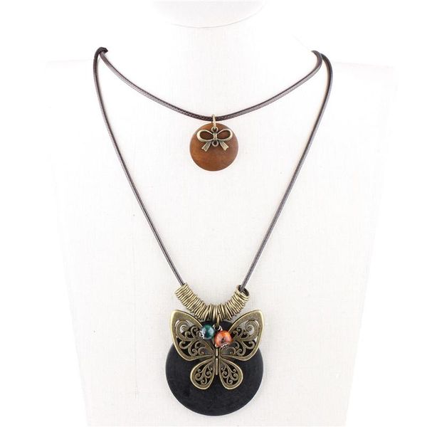 

pendant necklaces vivilady retro handmade bronze cat wreath beads wood pendants long multilayers rope female costume bijoux ol gifts, Silver