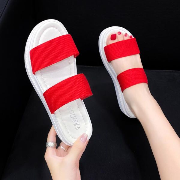 

slippers women's flip flops 2021 the fashion mixed colors all-match comfortable round head platform shoes leisure female, Black