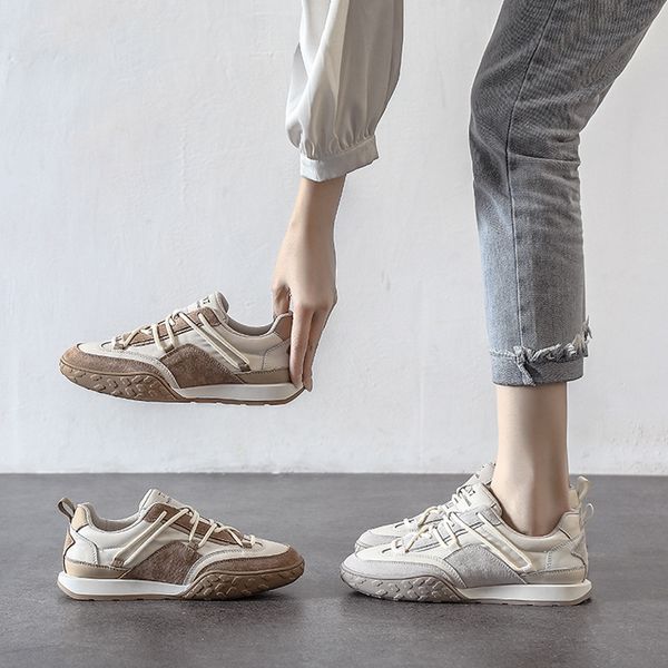 

soft real leather women's spring and autumn new white shoes soft sole casual women's sneakers, Black