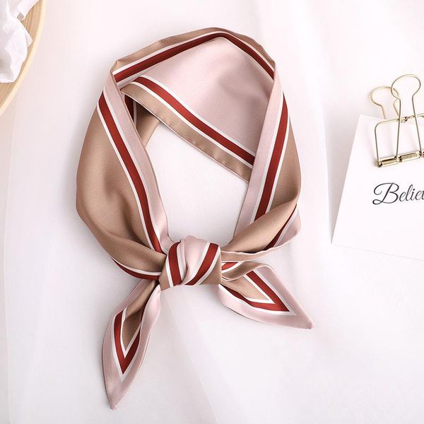 

scarves 2021 contrast print women long silk scarf small handle bag ribbons female head elegant lady foulard 90*10cm, Blue;gray