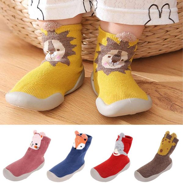 

first walkers men and women baby toddler shoes cute cartoon warm floor socks rubber soft sole non-slip pair of