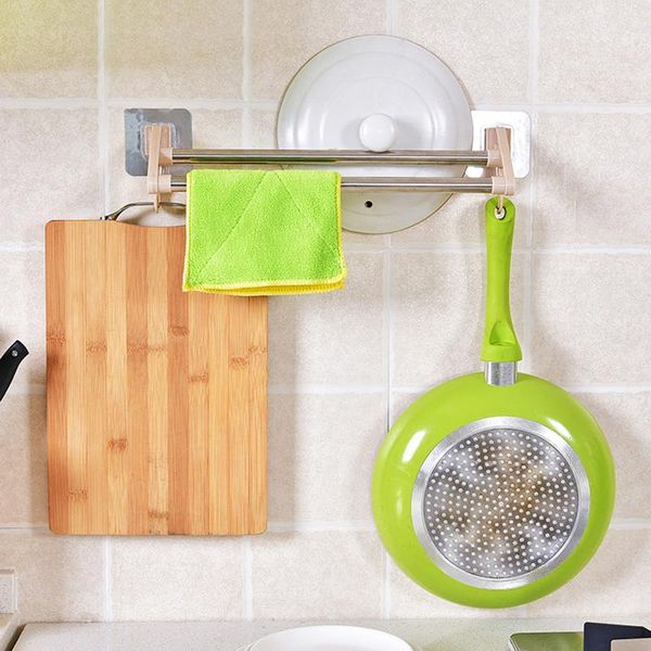 

towel racks double wall mounted bar rotating stainless steel rack bathroom polished towels hanger holder kitchen organizer