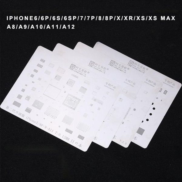 

amaoe ic chip cpu bga reballing stencil for phone xr xsmax xs 8p 8 7p 7 6sp 6s 6p 6 5s a8 a9 a10 a11 a12 solder tin net cell repairing tools