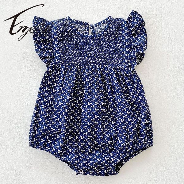 

jumpsuits engepapa born baby girl bodysuits cotton flying sleeve printing summer toddler girls clothes infant jumpsuit, Blue