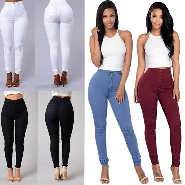 

women's jeans woman high waist summer autumn stretch little feet slim jean trousers fashion skinny pencil pants plus size women bottoms, Blue