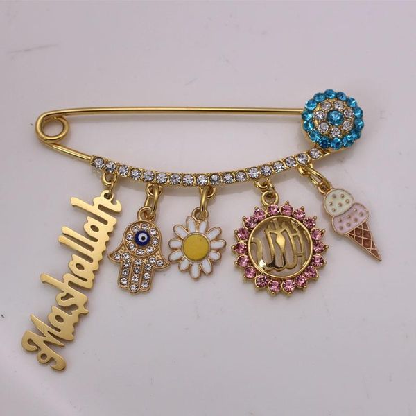 

pins, brooches mashallah turkish evil eye stainless steel brooch baby pin, Gray