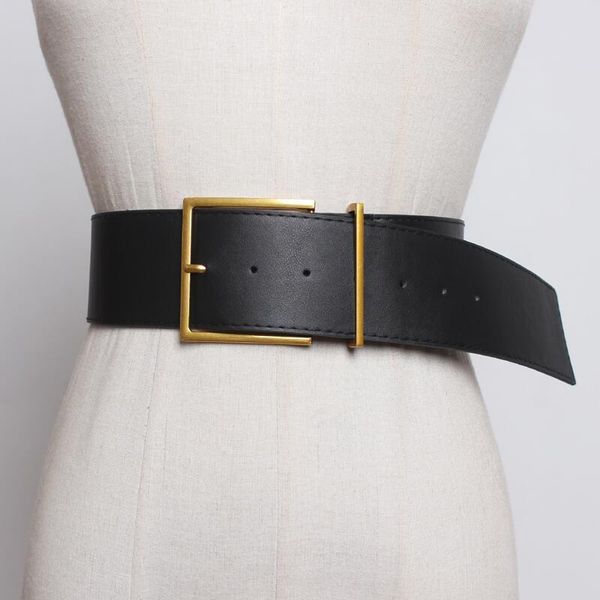 

women wide waist belt vintage big pin buckle black belts for jeans brown pu faux leather strap ladies dress waistbands, Black;brown