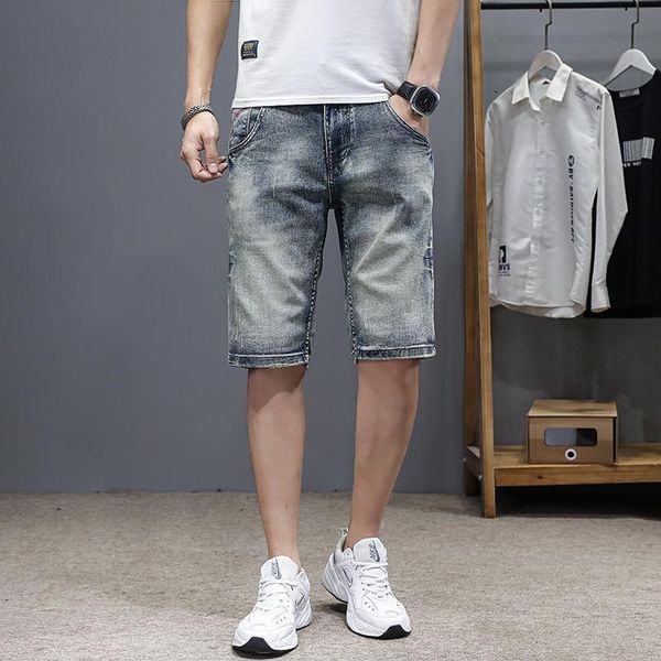 

summer men's jeans shorts trend capri pants foreign trade european and american retro color high end wholesale, Blue
