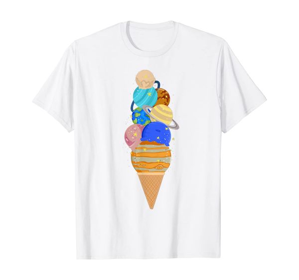 

planet ice cream t shirt gifts for men women kids science t-shirt, White;black