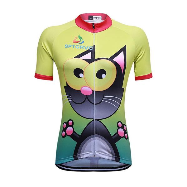 

lairschdan 2021 summer short sleeve cycling women bicycle shirt funny jersey girl maillot mtb bike clothing cat racing jackets, Black;red