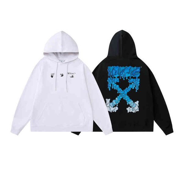 

High Quality Style Trendy Off New Back Gradient Melting Arrstyle Loose Hoodie for Men and Women, Black