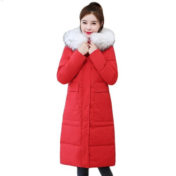 

women's down & parkas winter coat women autumn cotton jackets korean fashion slim white fur collar hooded warmth feminina cx1311 xday, Black