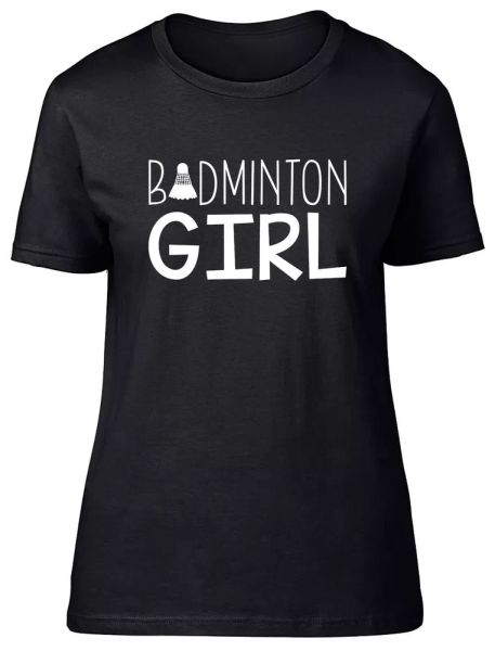 

Badminton Girl Fitted Womens Ladies T Shirt, White;black