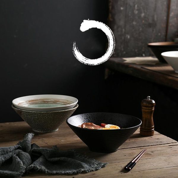 

inch simple japanese-style tableware ramen noodle bowl instant noodles ceramic spoon chopsticks set bowls