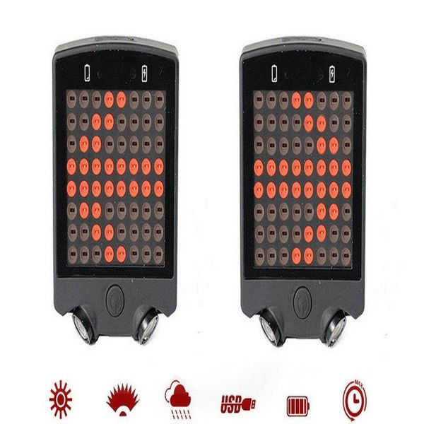 

rear light usb rechargeable bicycle taillights mtb bike safety warning remote control direction indicator lights