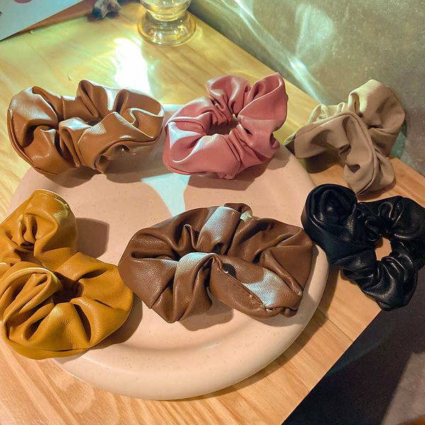 

fashion minority design simple leather wave rope fashion versatile personality circle home travel student hair accessories, Pink