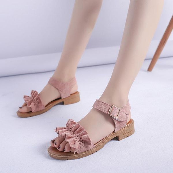 

sandals woman 2021 fashion women roman casual flat with solid beach shoes #xes, Black