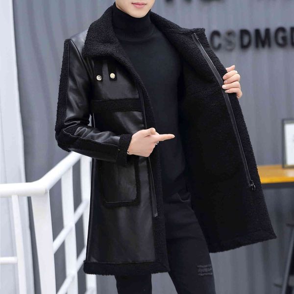 

men's synthetic et, medium and long polar lining, thick fur coat, men's et., Black