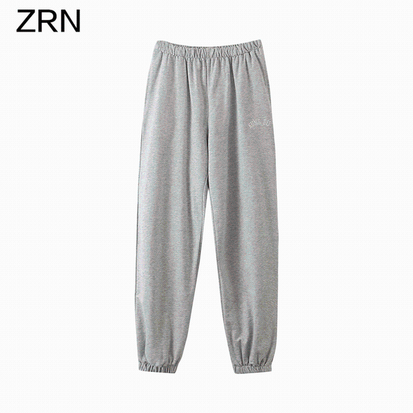

women's pants & capris zrn women 2021 fashion letters embroidery pink jogging chic female elastic waist casual pantalones mujer trouser, Black;white