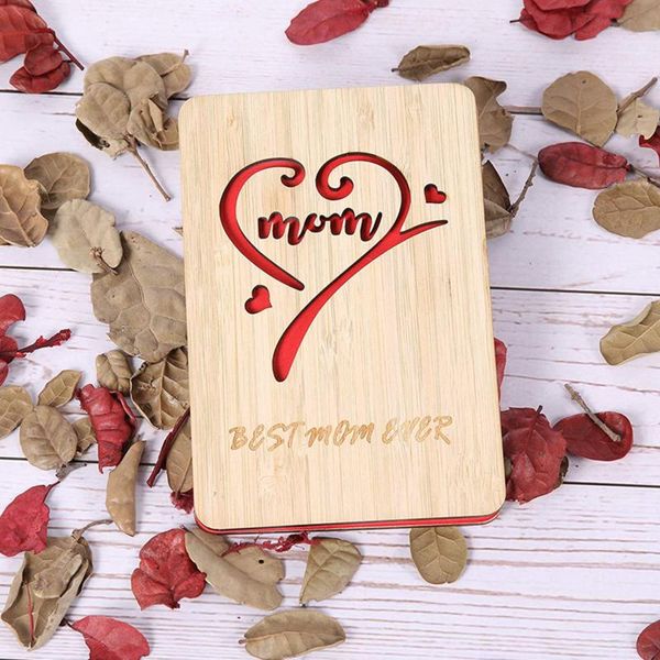 

mothers day greeting card wood mum with envelope creative unique gift for mom birthday valentine holiday 2021 party favor