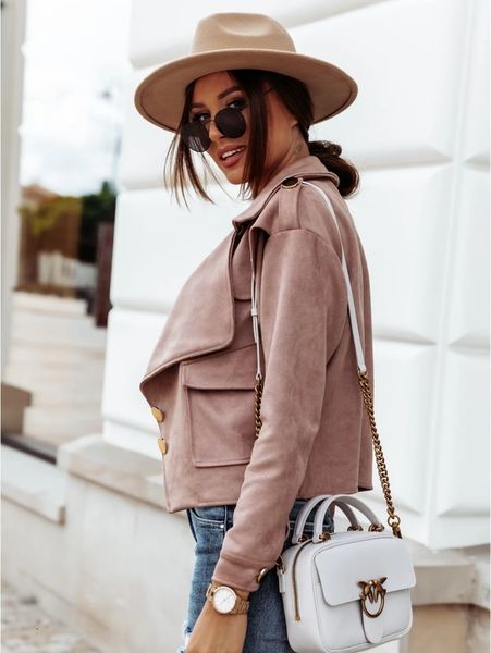 

new womens jackets fashion slim long sleeve lapel neck suede fabric buttons outerwear coats size s-3xl, Black