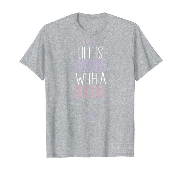 

funny life is golden with a doodle t-shirt, White;black