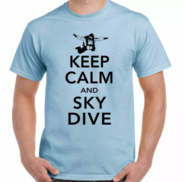 

keep calm-skydive mens funny fall t-shirt skydiver, White;black