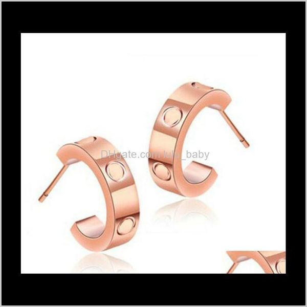 

jewelry drop delivery 2021 screw thread earring rose titanium steel stud 18k gold half open earrings sntfh, Golden;silver