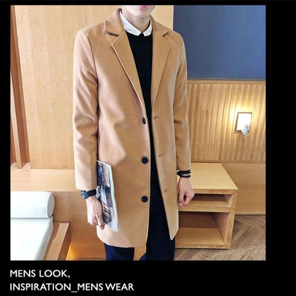 

men's trench coats autumn and winter 2021 woolen coat, 5xl large size slim fashion long windbreaker casaco masculino outwear jacket, Tan;black