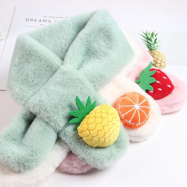 

scarves children's scarf autumn and winter plush parent-child cute cartoon imitation fur baby bib boys girls furry, Blue;gray