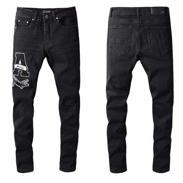 

2021 tikmens jeans distressed motorcycle biker jean rock skinny slim ripped hole stripe fashionable snake embroidery denim pants #689, Blue