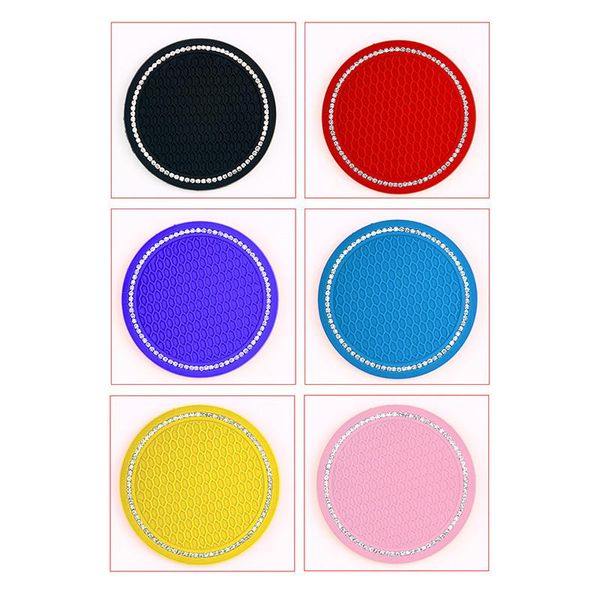 

mats & pads bling car coasters crystal rhinestone mat 7cm diamond cup holder pad