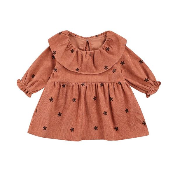 

girl's dresses born fashion casual princess dress toddler baby girls floral print long sleeve round neck ruffle a-line, Red;yellow