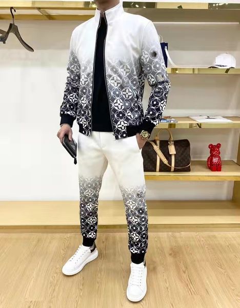 

men woemn tracksuit jackets version spring autumn tracksuits with letters side embroidery +pants casual jacket sport suitm--3xl03, Gray