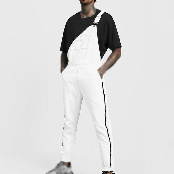 

mens jeans dungaree overalls pants trousers denim ripped casual jumpsuit plus men's, Blue