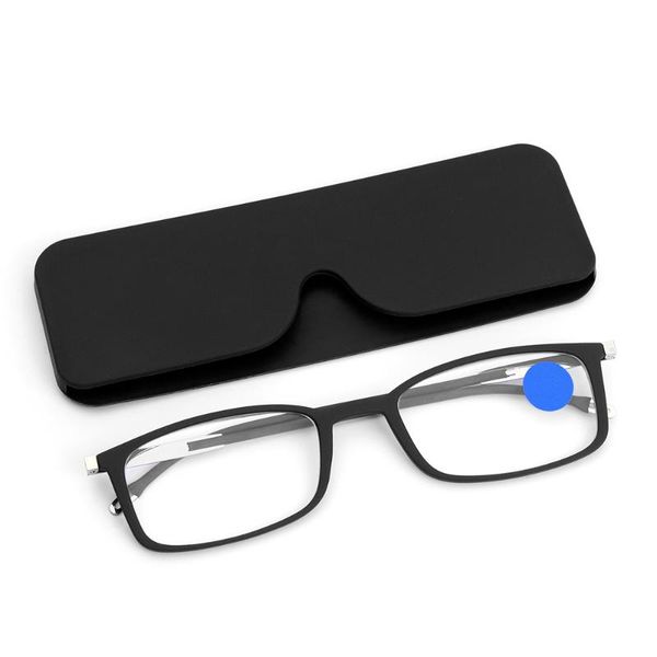 

sunglasses portable reading glasses with storage case ultralight frame anti blue light presbyopia eyeglasses eye protection eyewear, White;black