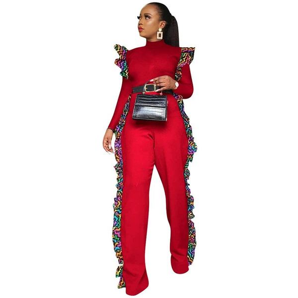 

women's jumpsuits & rompers european fashion ruffles spliced lady high waist stand collar sashes temperament, Black;white