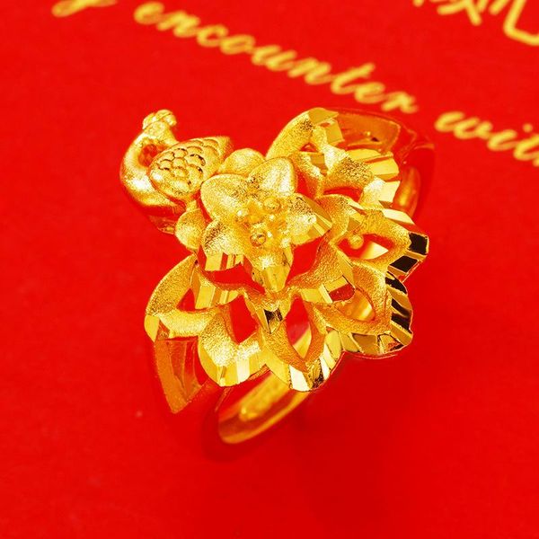

wedding rings fashion 24k gold for women peacock flower engagement ethnic jewelry wholesale, Slivery;golden