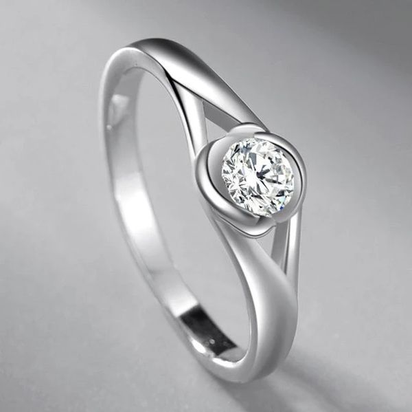 Versão coreana japonesa popular da moda s925 prata delicado diamante anel simples elegante jóias para namorada presente