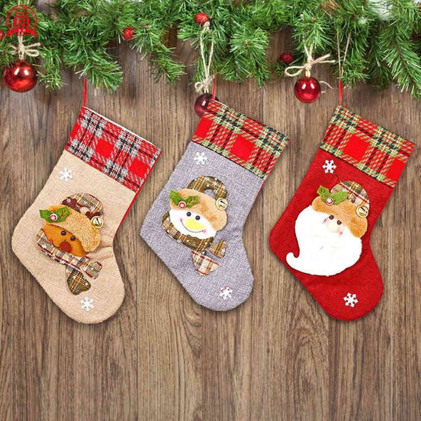 

new gift bag decoration supplies linen socks candy bag christmas tree pendant