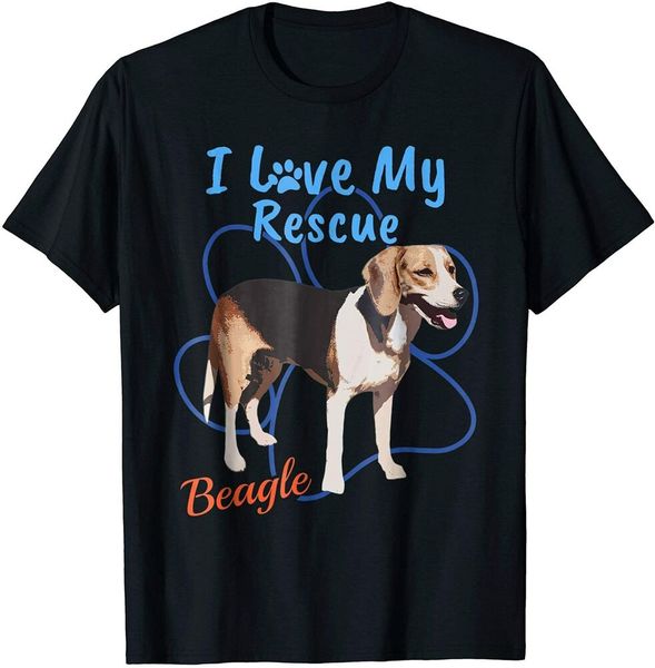 

i love my rescue beagle cool adopted dog t-shirt size s-5xl, White;black