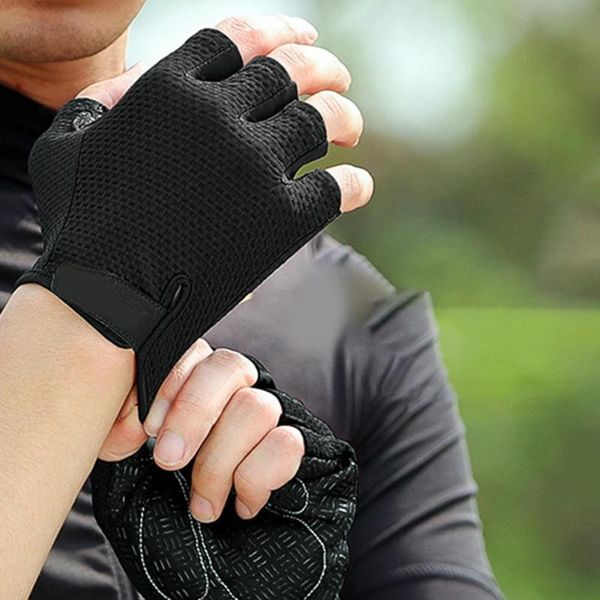 

cycling gloves 2pcs bicycle multi-color multi-size half-finger non-slip shockproof soft breathable outdoor accessories, Black