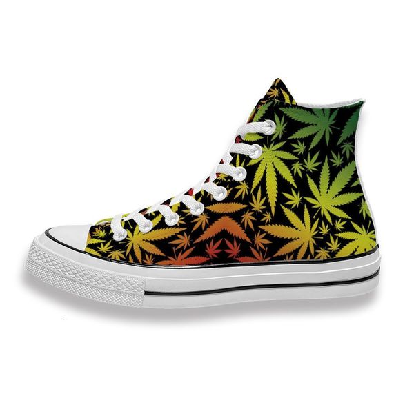 

custom printed colorful gradient morphine leaf sneakers high mens womens running sho skateboard diy trainers canvas casual shoe