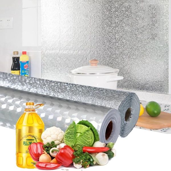 

wall stickers premium nano film for kitchen oil proof waterproof wallpaper sticker aluminum foil paper cabinet self adhesive