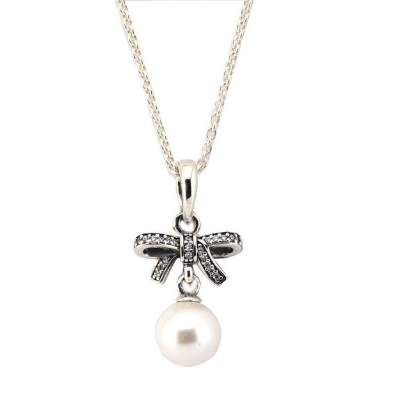 CKK Sentimenti delicati, pendenti di collane di perle bianche 925 Sterling Silver Original Jewelry Fashion Making
