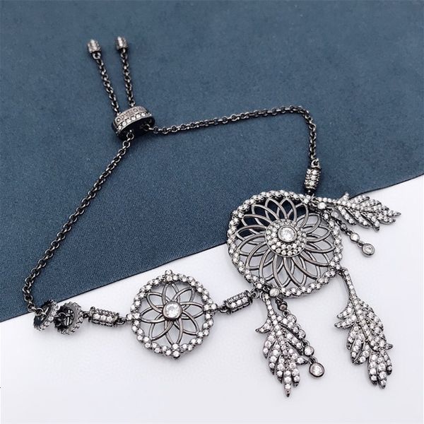 

bangles bracelet family high version brcelet drem hollow round drem ctcher brcelet with dimond fether design brcelet, Black