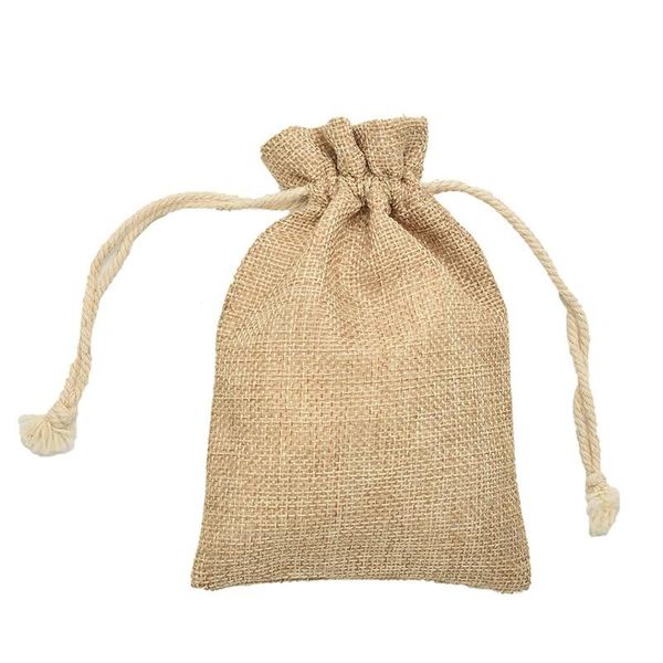 

7x10cm handmade burlap jute drawstring bags for christmas gift candy storage/ wedding decor/soap wrap